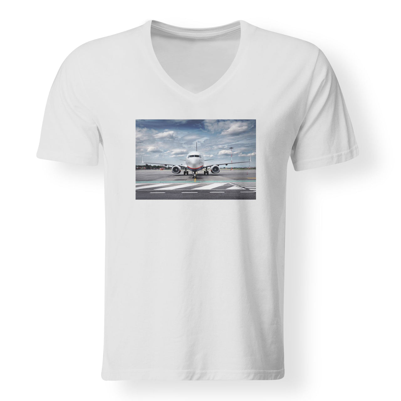 Amazing Clouds and Boeing 737 NG Designed V-Neck T-Shirts
