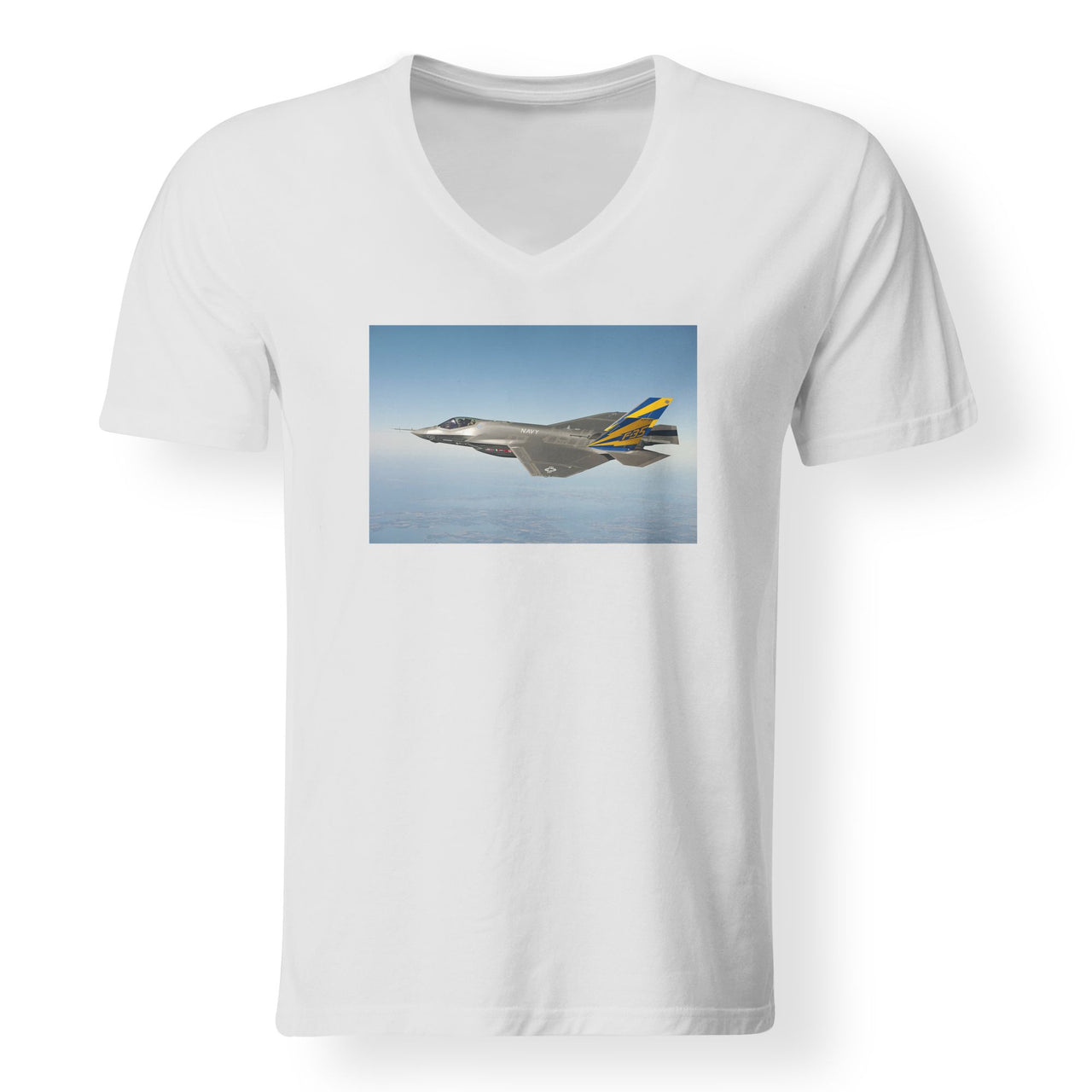 Cruising Fighter Jet 35 Designed V-Neck T-Shirts
