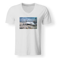 Thumbnail for Lufthansa's A380 At The Gate Designed V-Neck T-Shirts