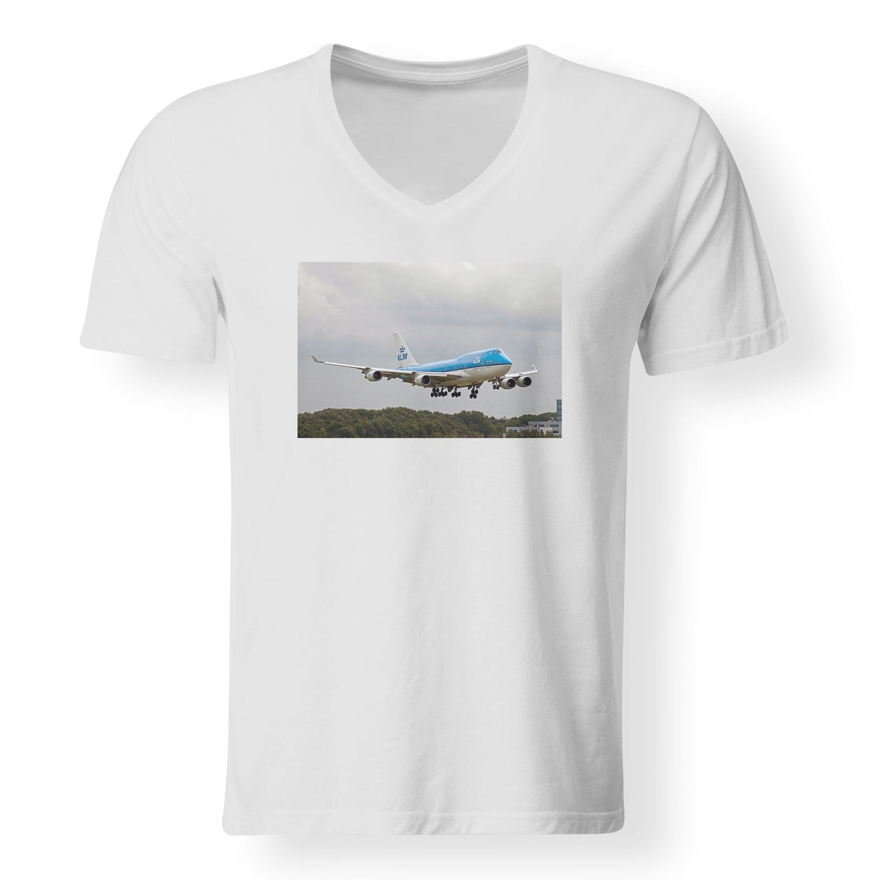Landing KLM's Boeing 747 Designed V-Neck T-Shirts