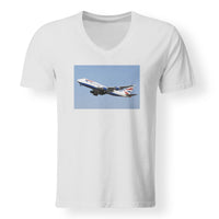 Thumbnail for Departing British Airways Boeing 747 Designed V-Neck T-Shirts
