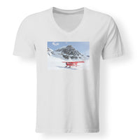 Thumbnail for Amazing Snow Airplane Designed V-Neck T-Shirts