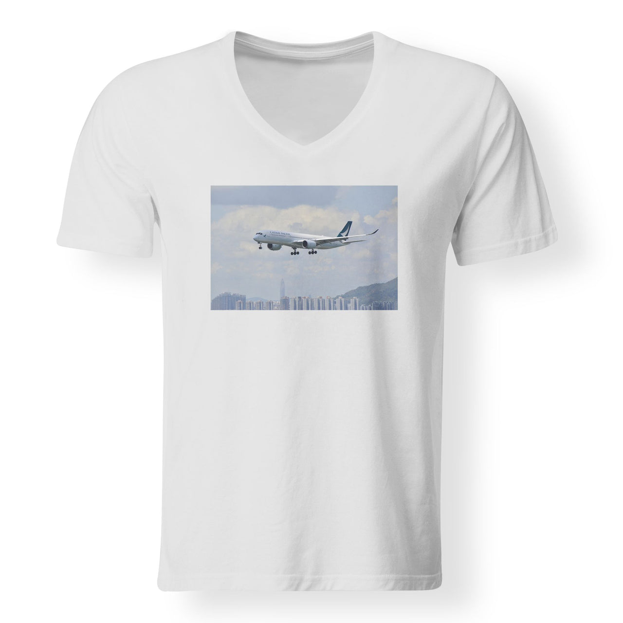 Cathay Pacific Airbus A350 Designed V-Neck T-Shirts