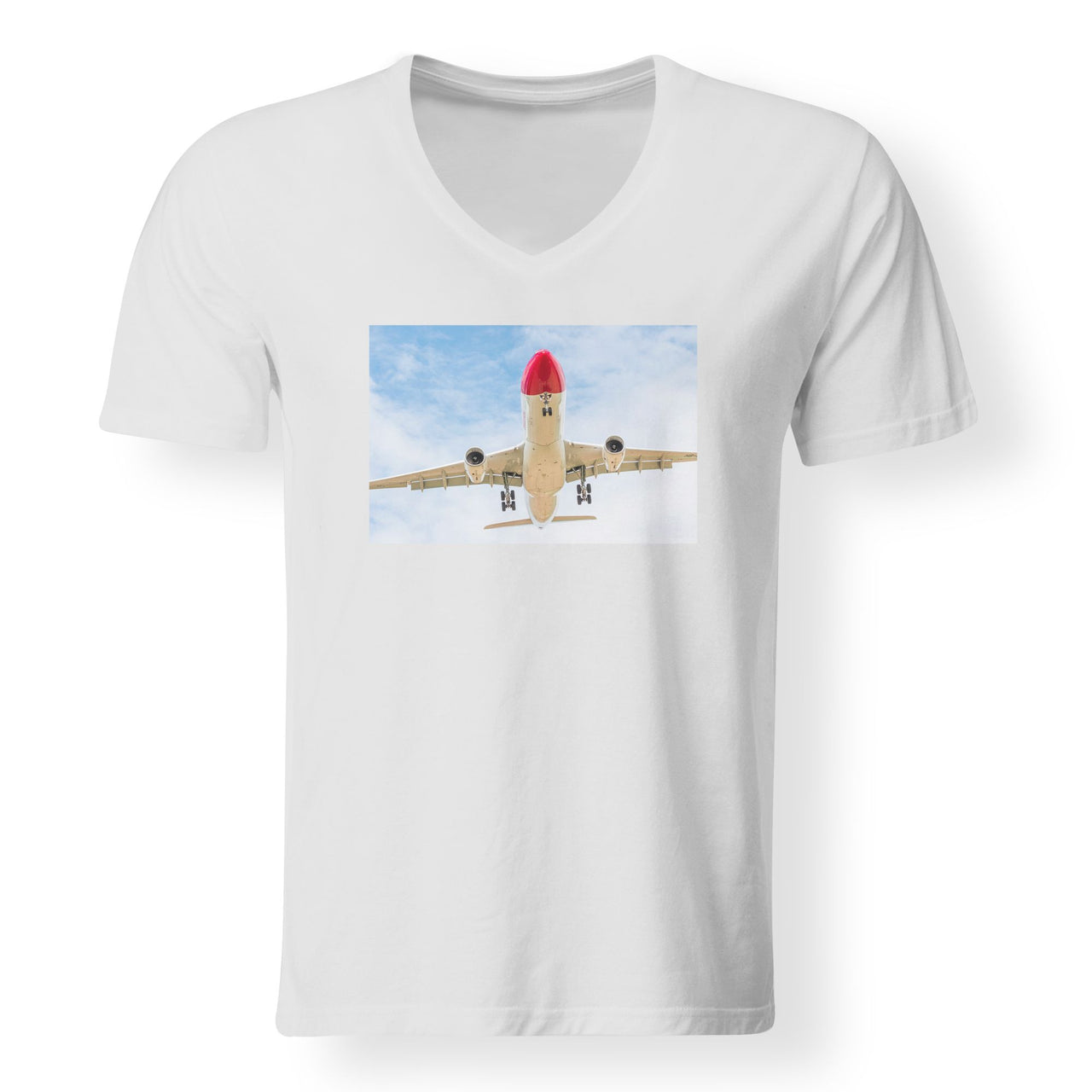 Beautiful Airbus A330 on Approach Designed V-Neck T-Shirts