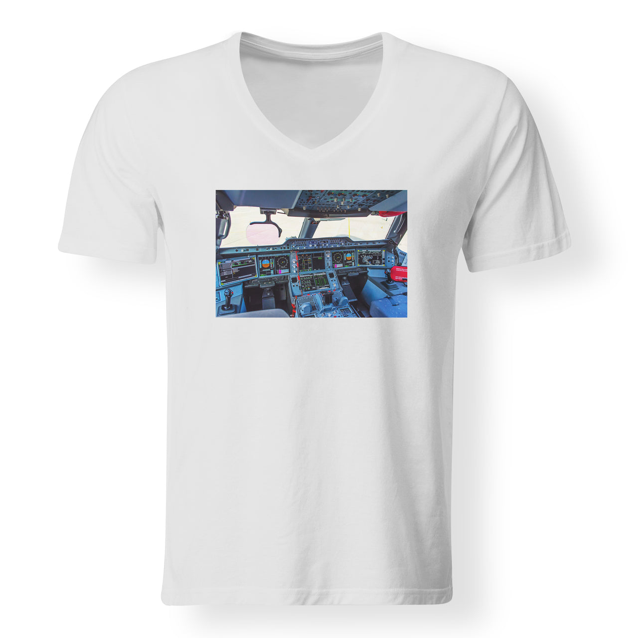 Airbus A350 Cockpit Designed V-Neck T-Shirts