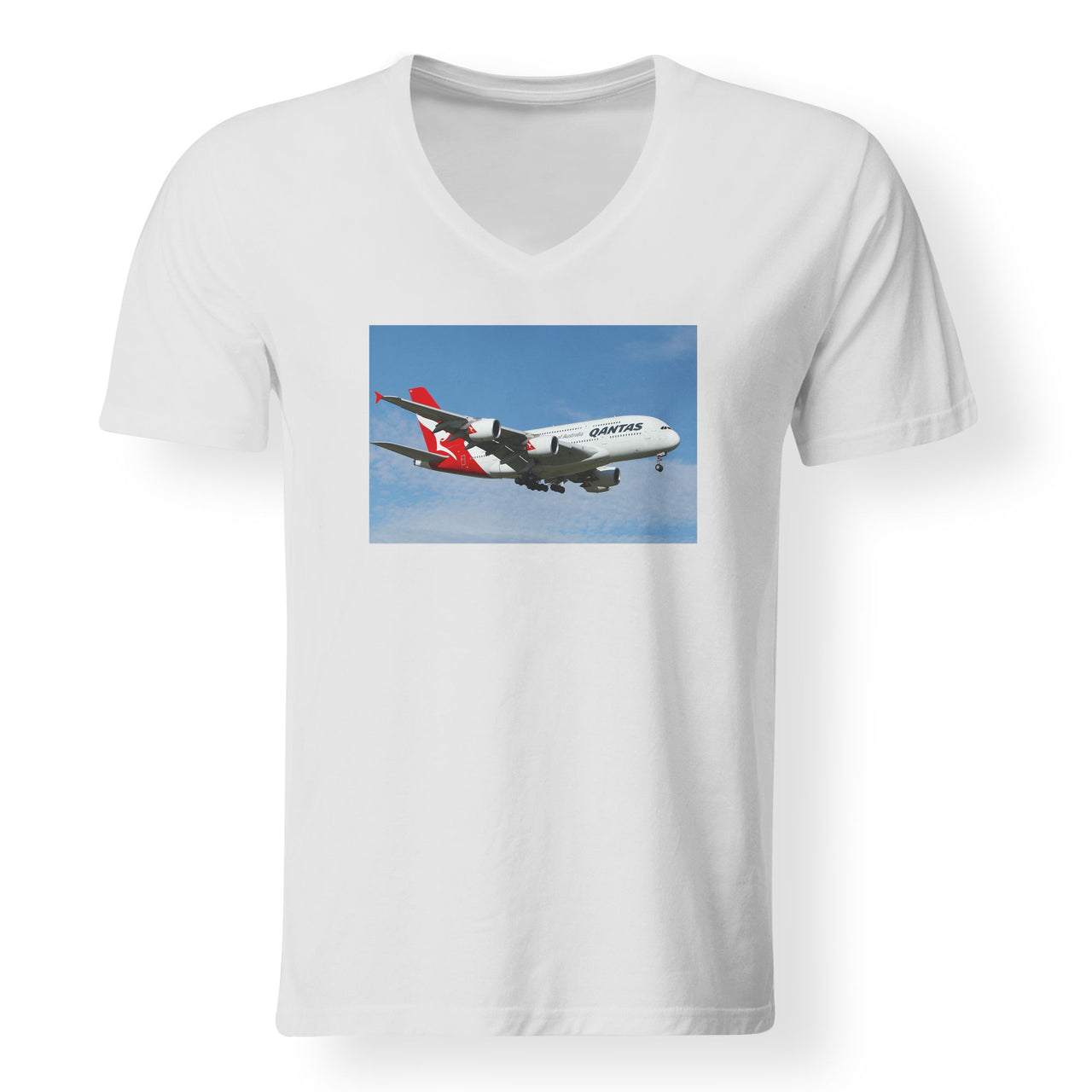 Landing Qantas A380 Designed V-Neck T-Shirts