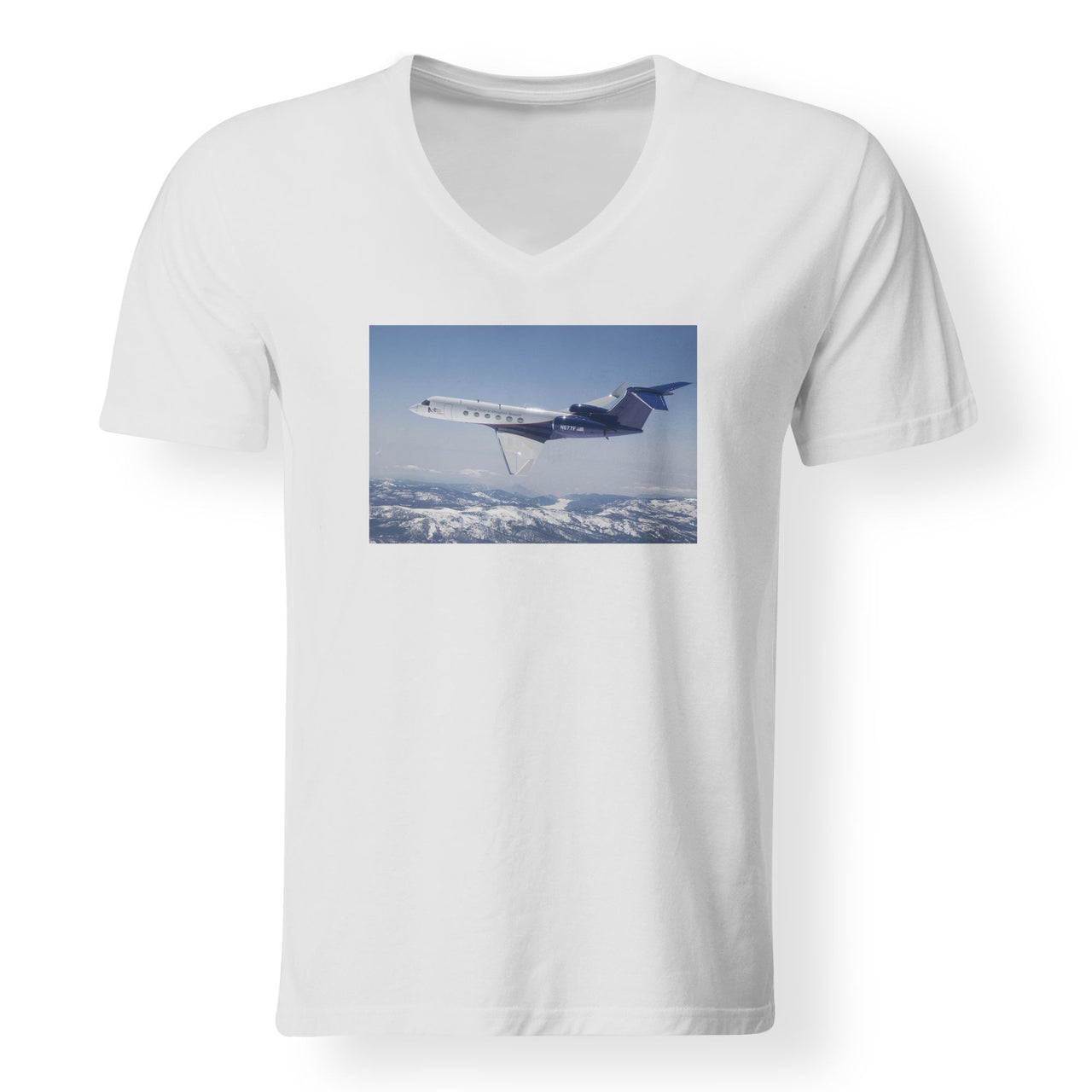Cruising Gulfstream Jet Designed V-Neck T-Shirts