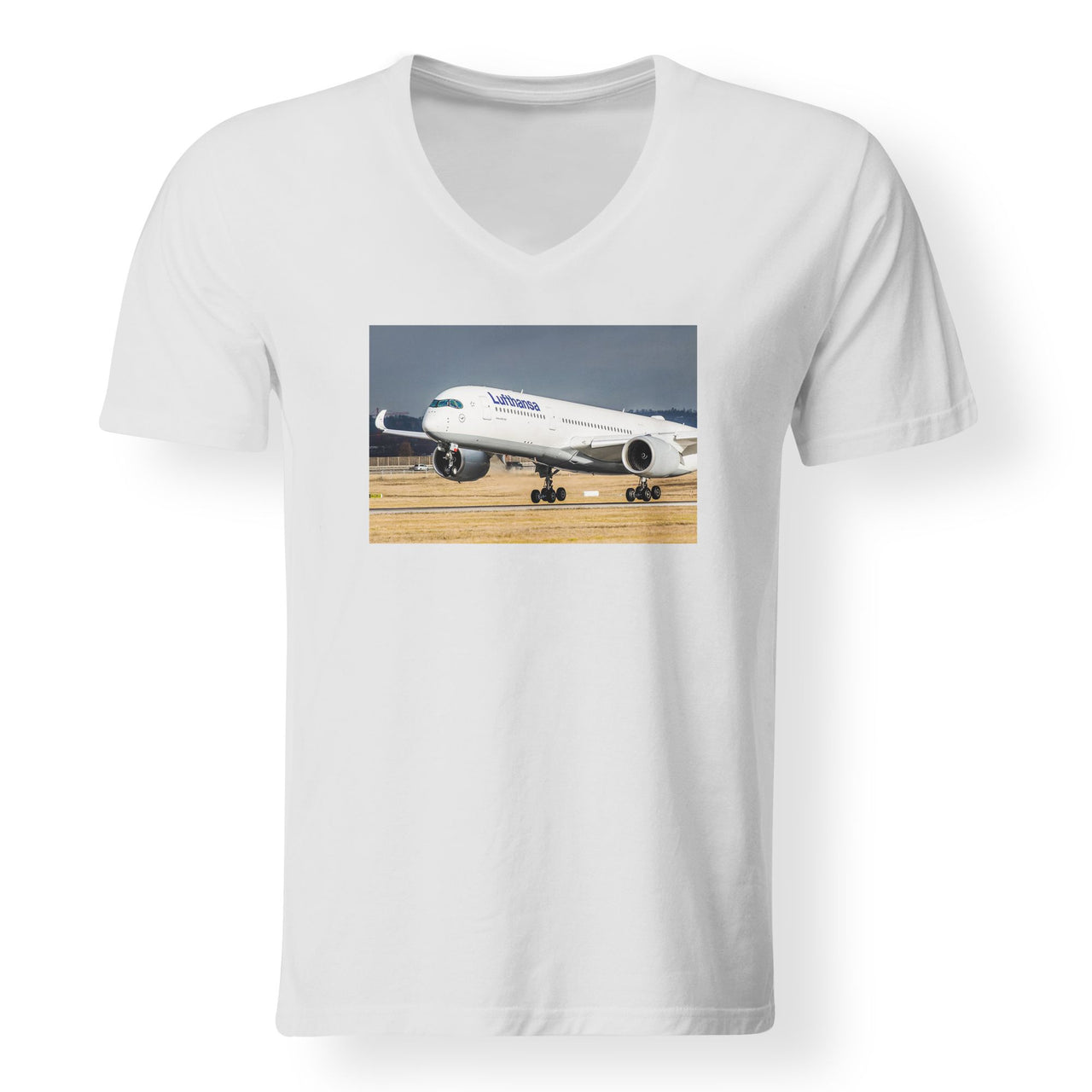 Lutfhansa A350 Designed V-Neck T-Shirts
