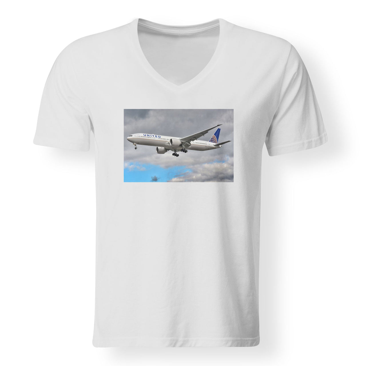 United Airways Boeing 777 Designed V-Neck T-Shirts