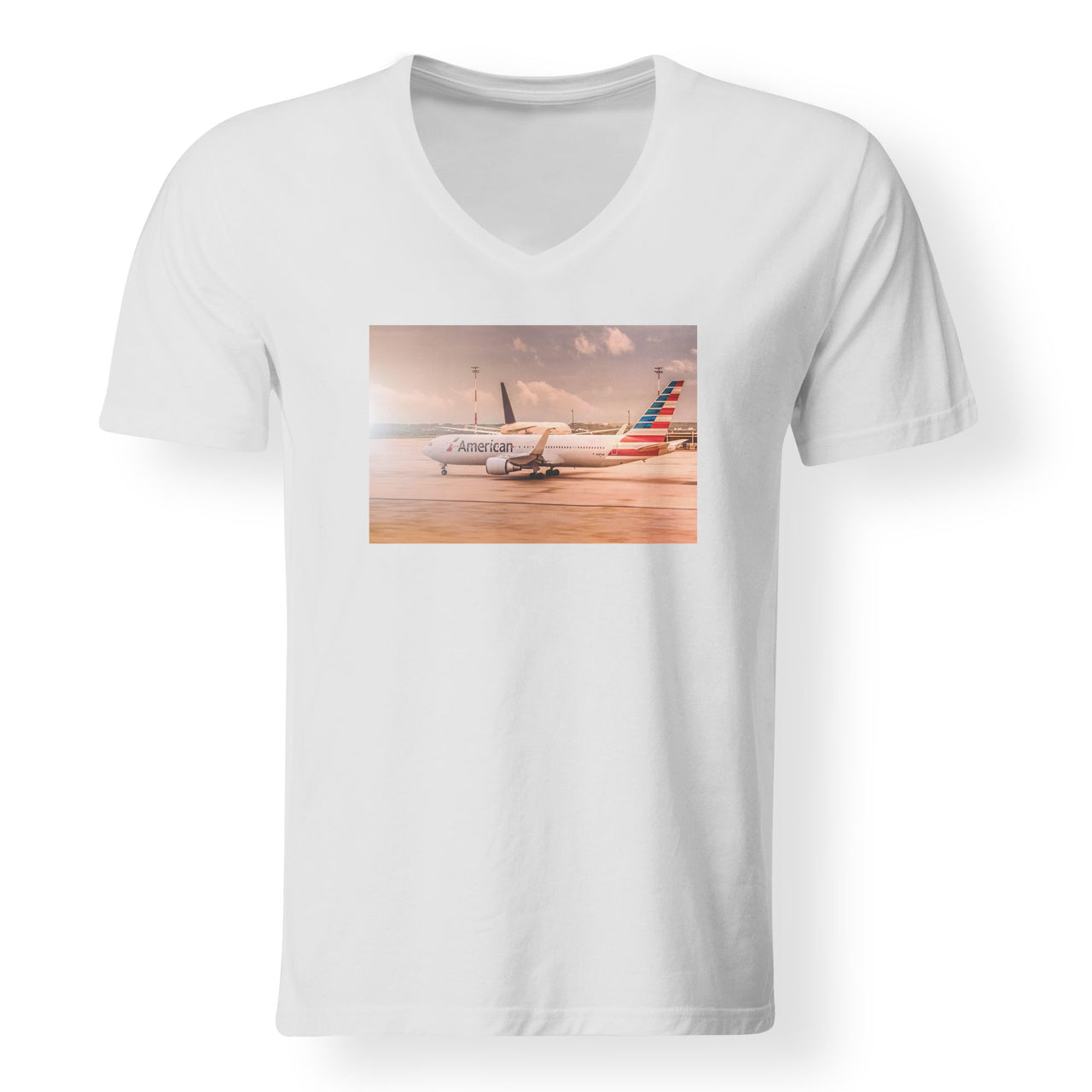 American Airlines Boeing 767 Designed V-Neck T-Shirts
