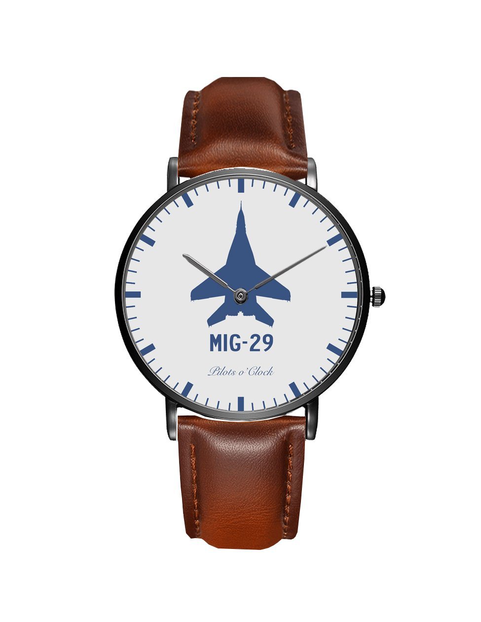 Mikoyan MIG-29 Leather Strap Watches Pilot Eyes Store Black & Brown Leather Strap 