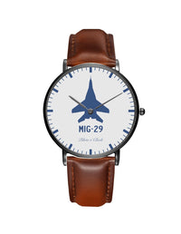 Thumbnail for Mikoyan MIG-29 Leather Strap Watches Pilot Eyes Store Black & Brown Leather Strap 