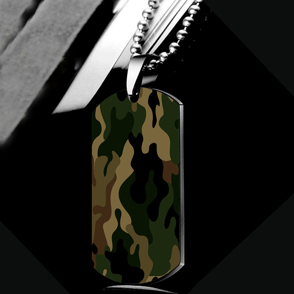 Military Camouflage Army Green Designed Metal Necklaces
