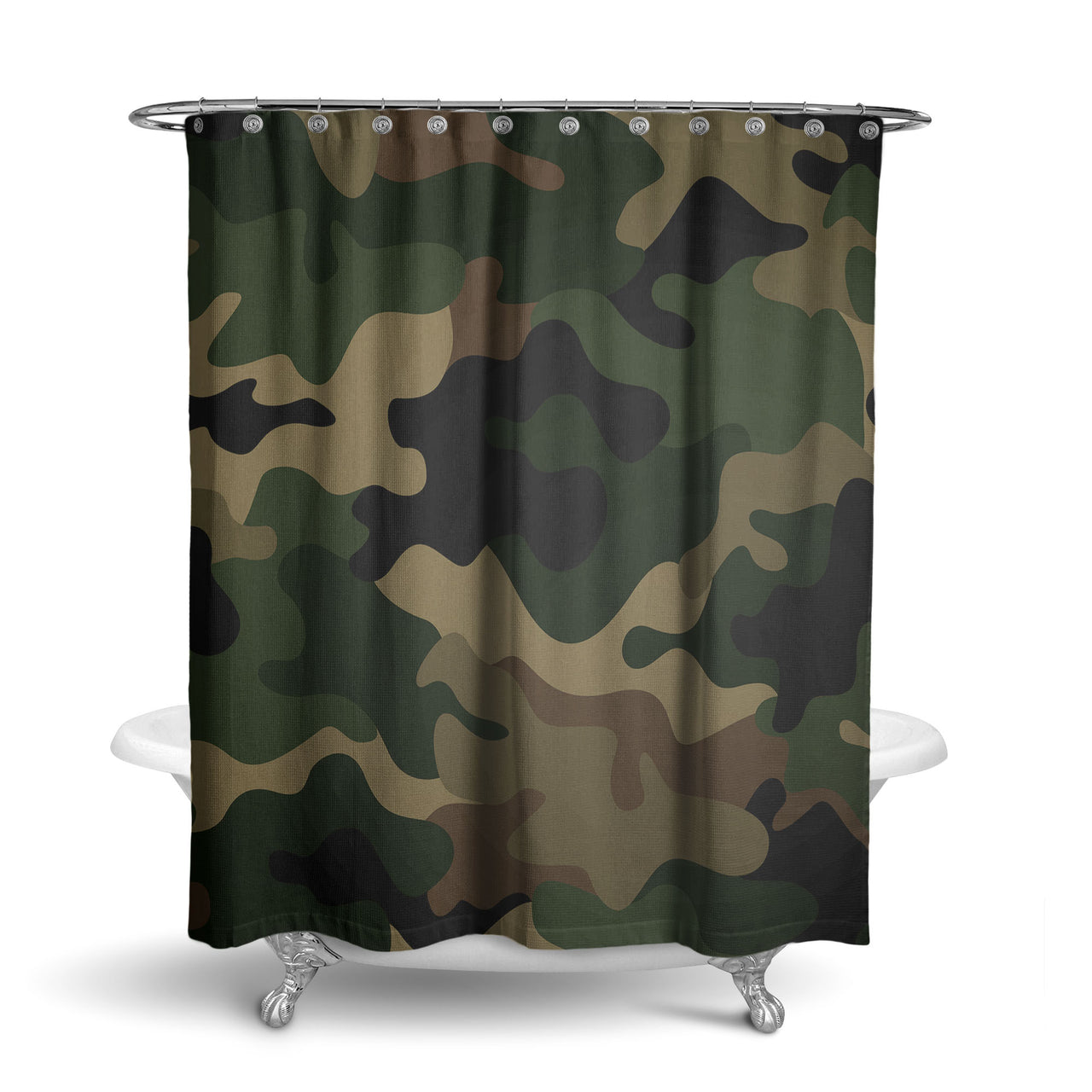 Military Camouflage Army Green Designed Shower Curtains