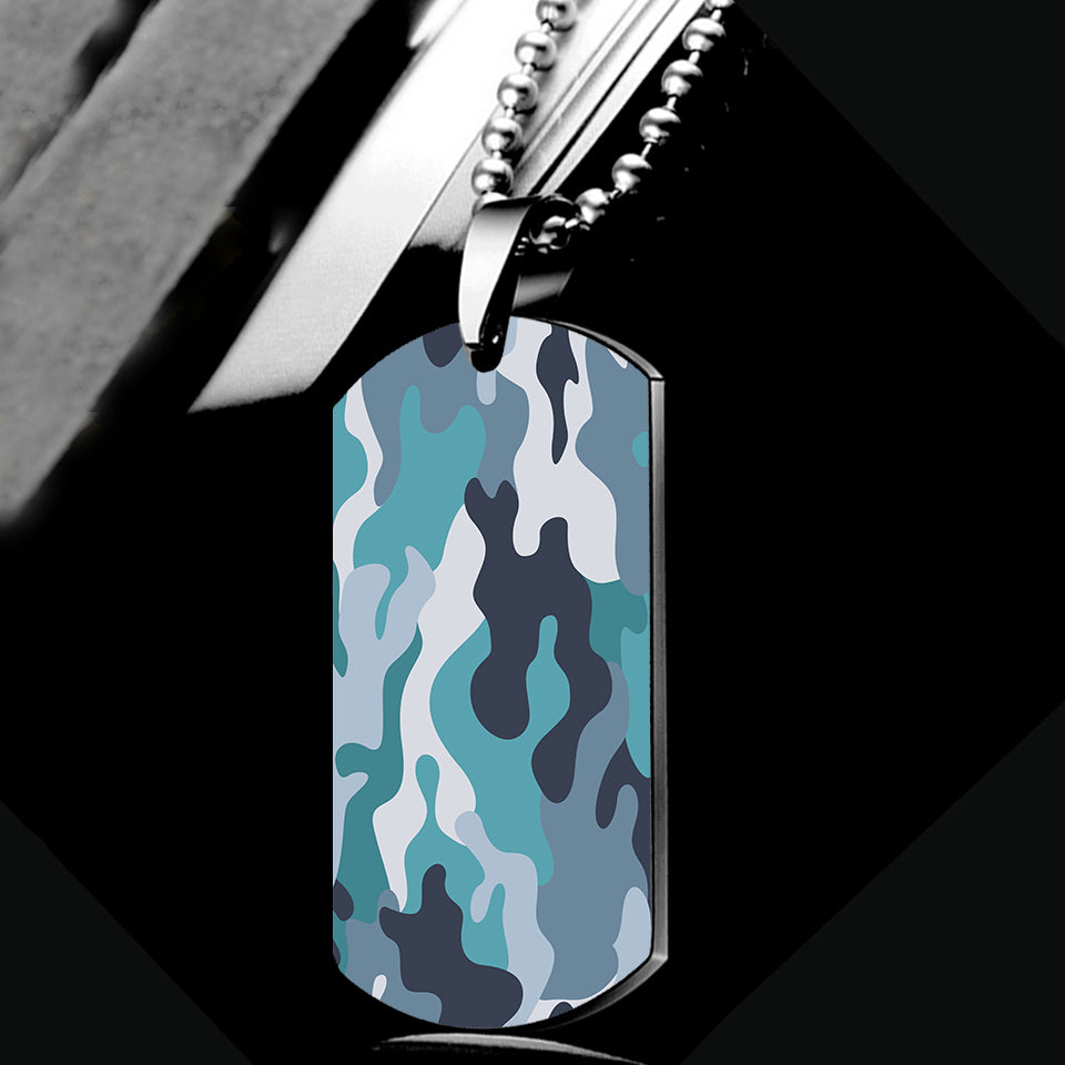 Military Camouflage Green Designed Metal Necklaces