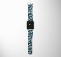 Thumbnail for Military Comouflage & Jet Airplanes Designed Leather Apple Watch Straps
