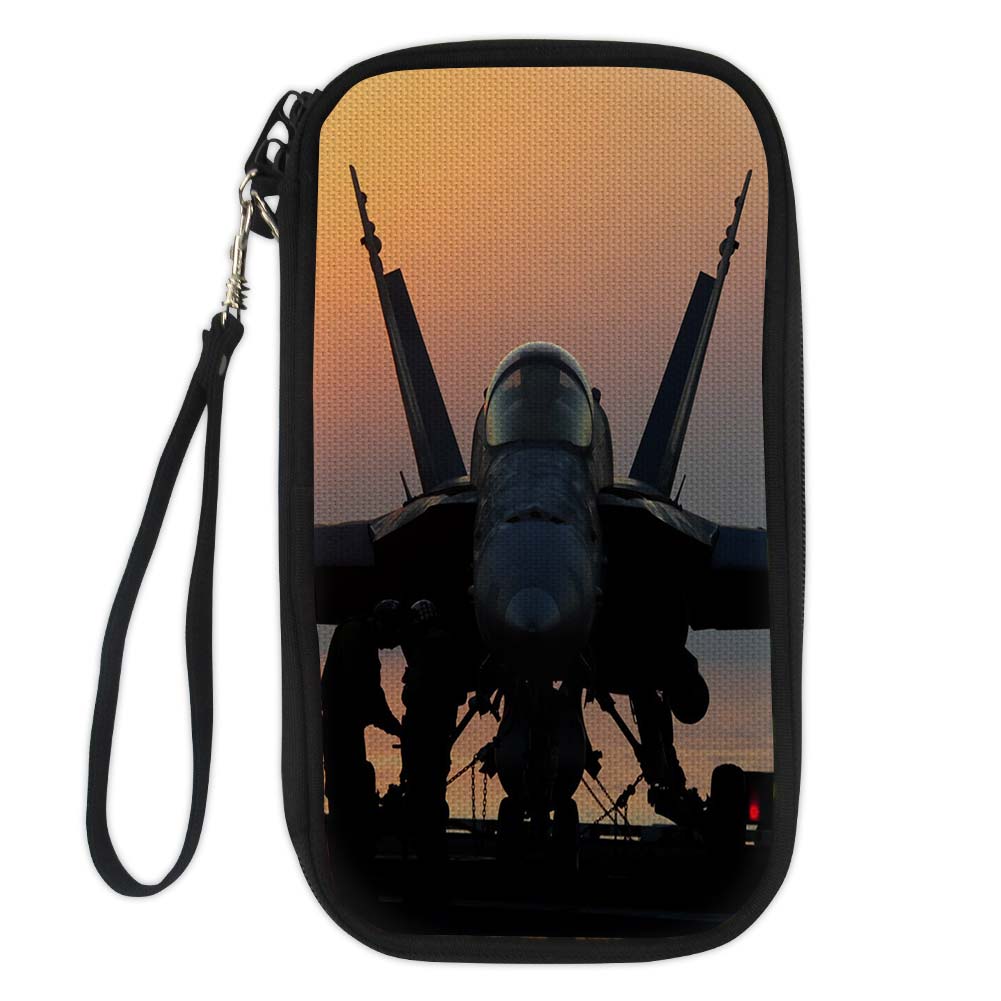 Military Jet During Sunset Designed Travel Cases & Wallets