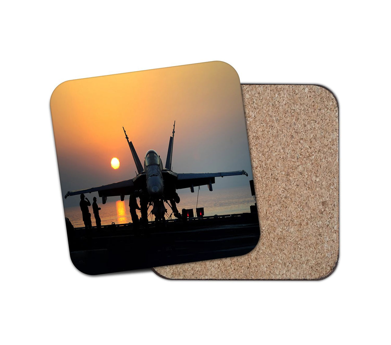 Military Jet During Sunset Designed Coasters