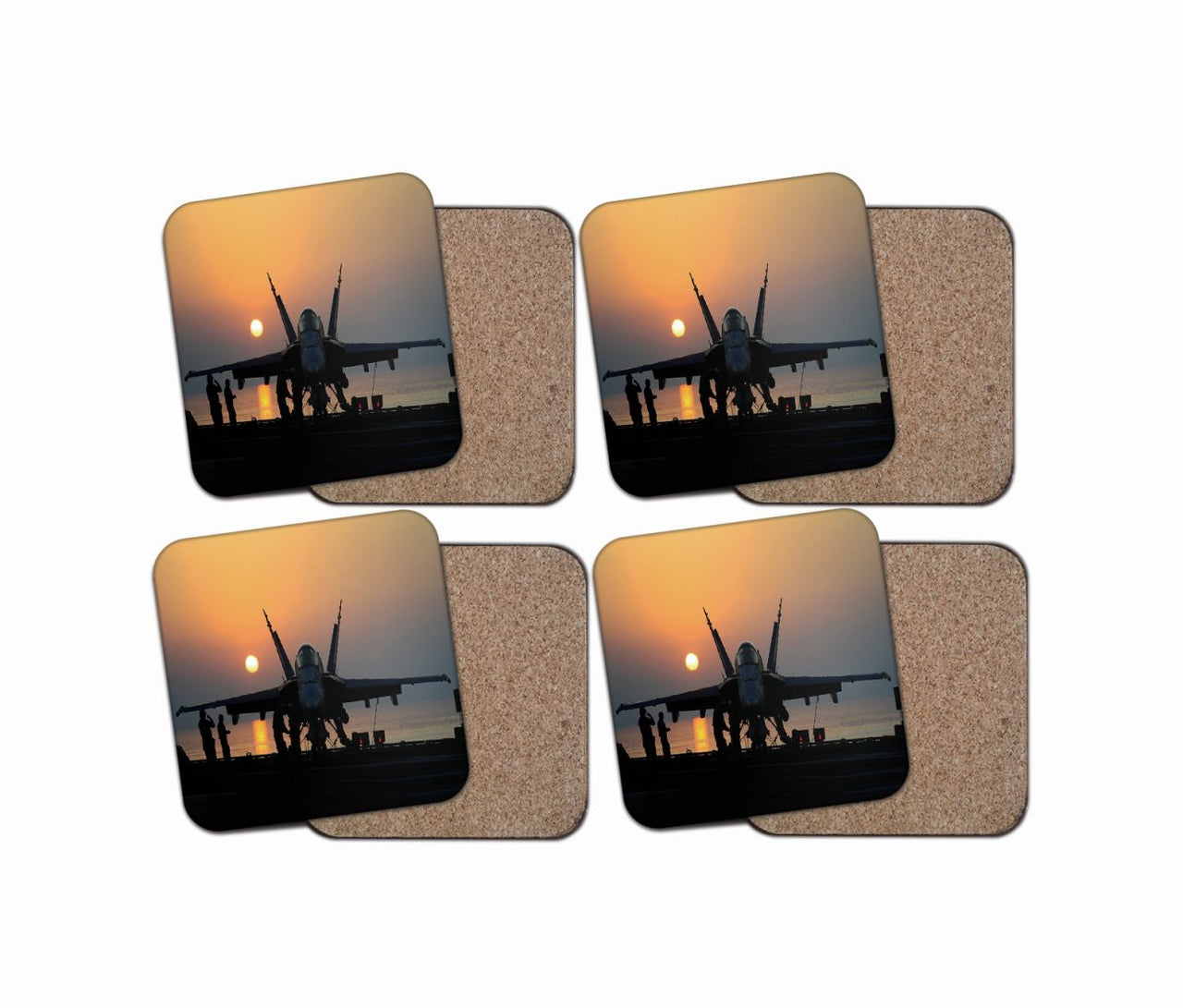 Military Jet During Sunset Designed Coasters