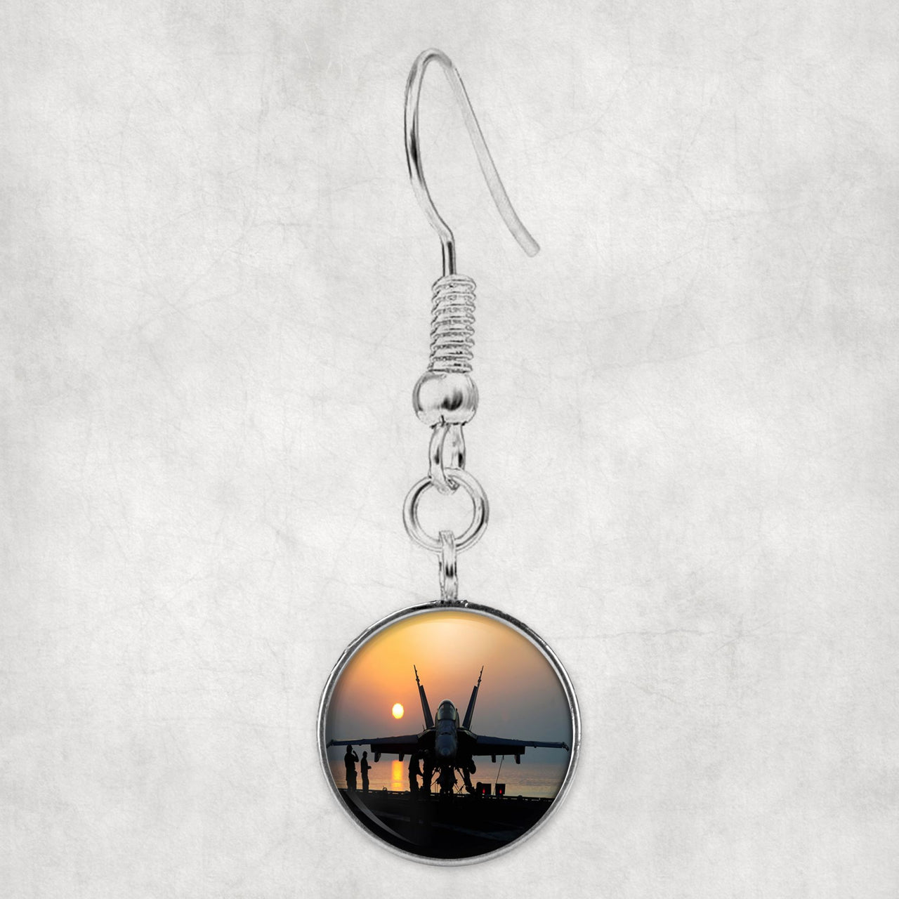 Military Jet During Sunset Designed Earrings