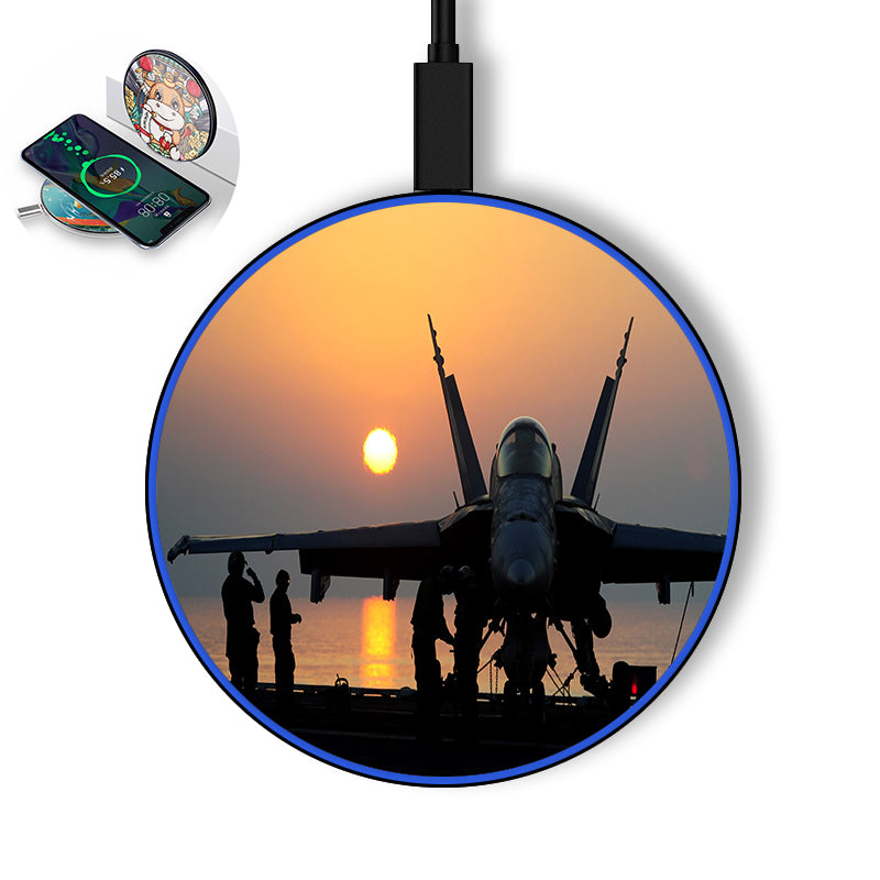 Military Jet During Sunset Designed Wireless Chargers
