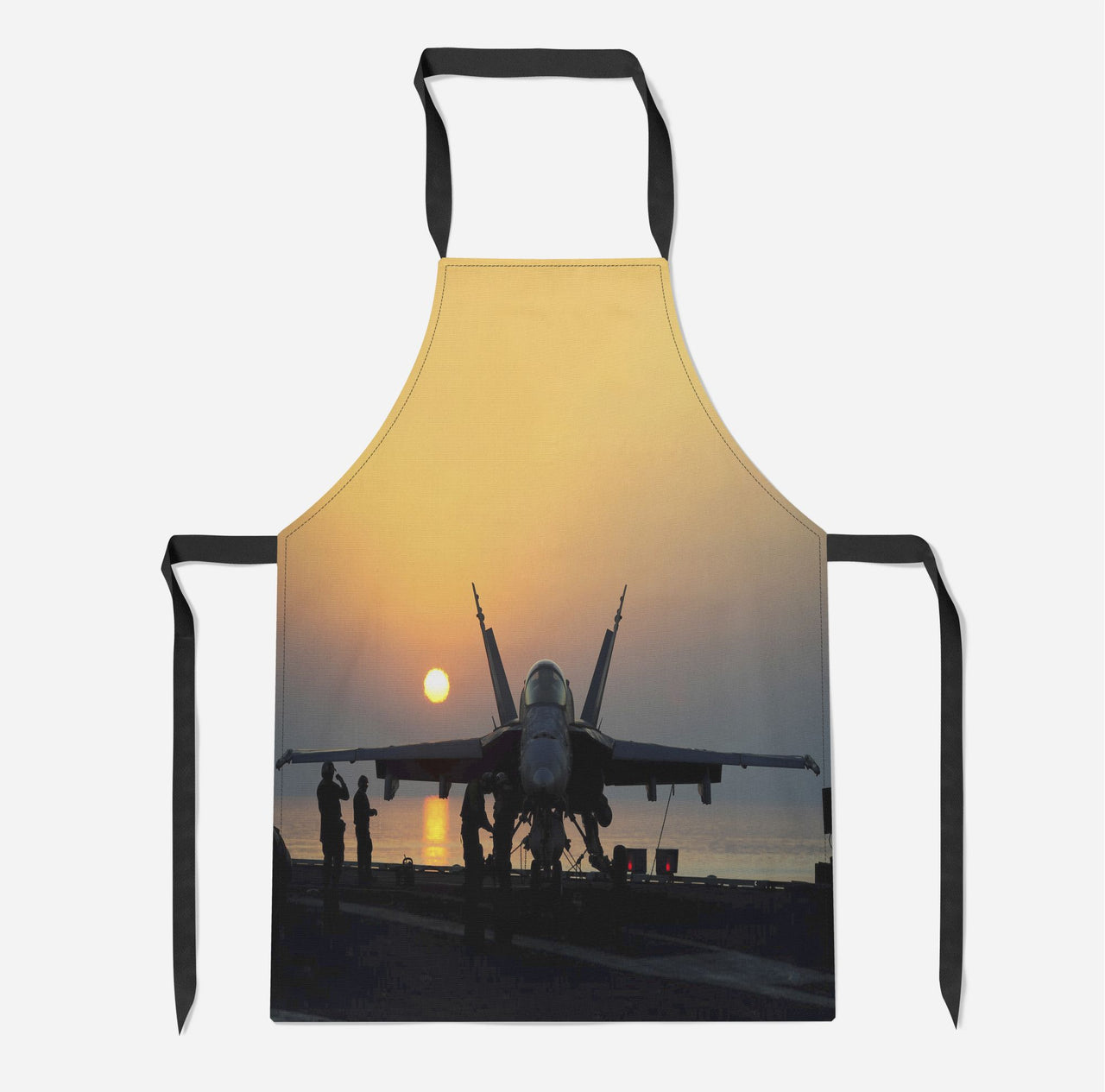 Military Jet During Sunset Designed Kitchen Aprons