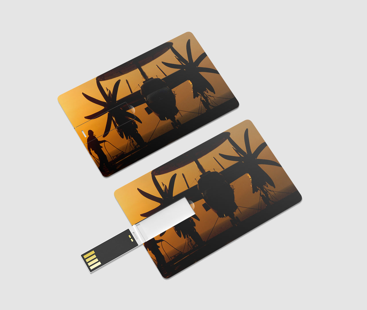 Military Plane at Sunset Designed USB Cards