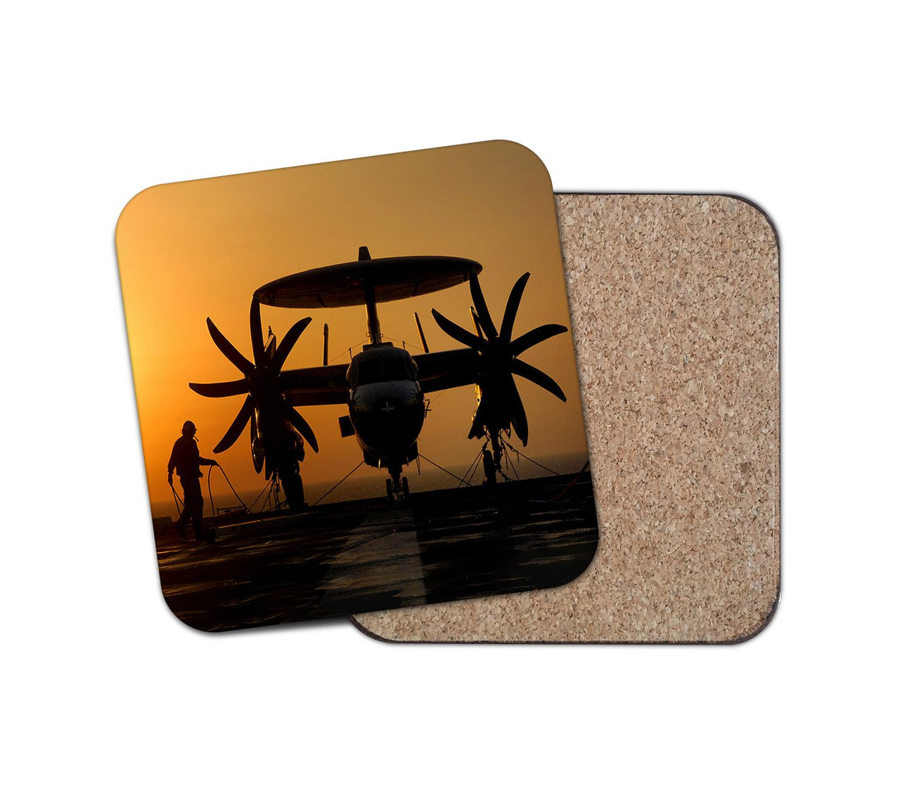 Military Plane at Sunset Designed Coasters