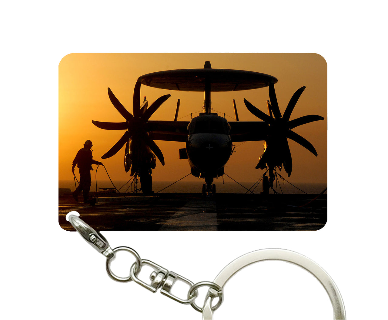 Military Plane at Sunset Designed Key Chains