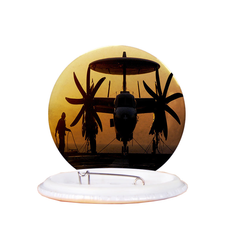 Military Plane at Sunset Designed Pins