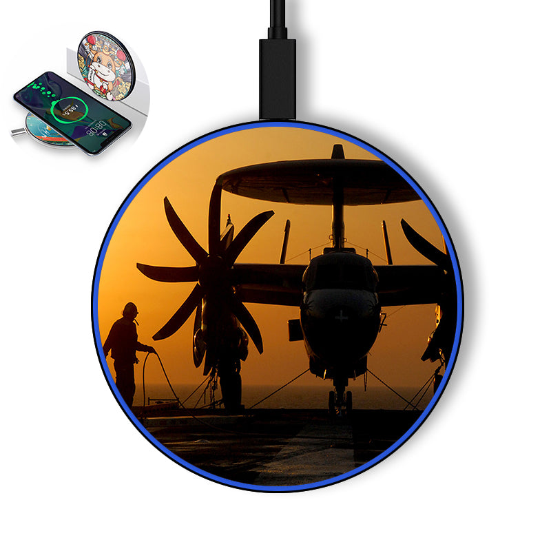 Military Plane at Sunset Designed Wireless Chargers