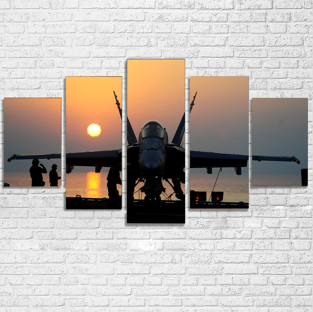 Military Jet During Sunset Printed Multiple Canvas Poster Aviation Shop 