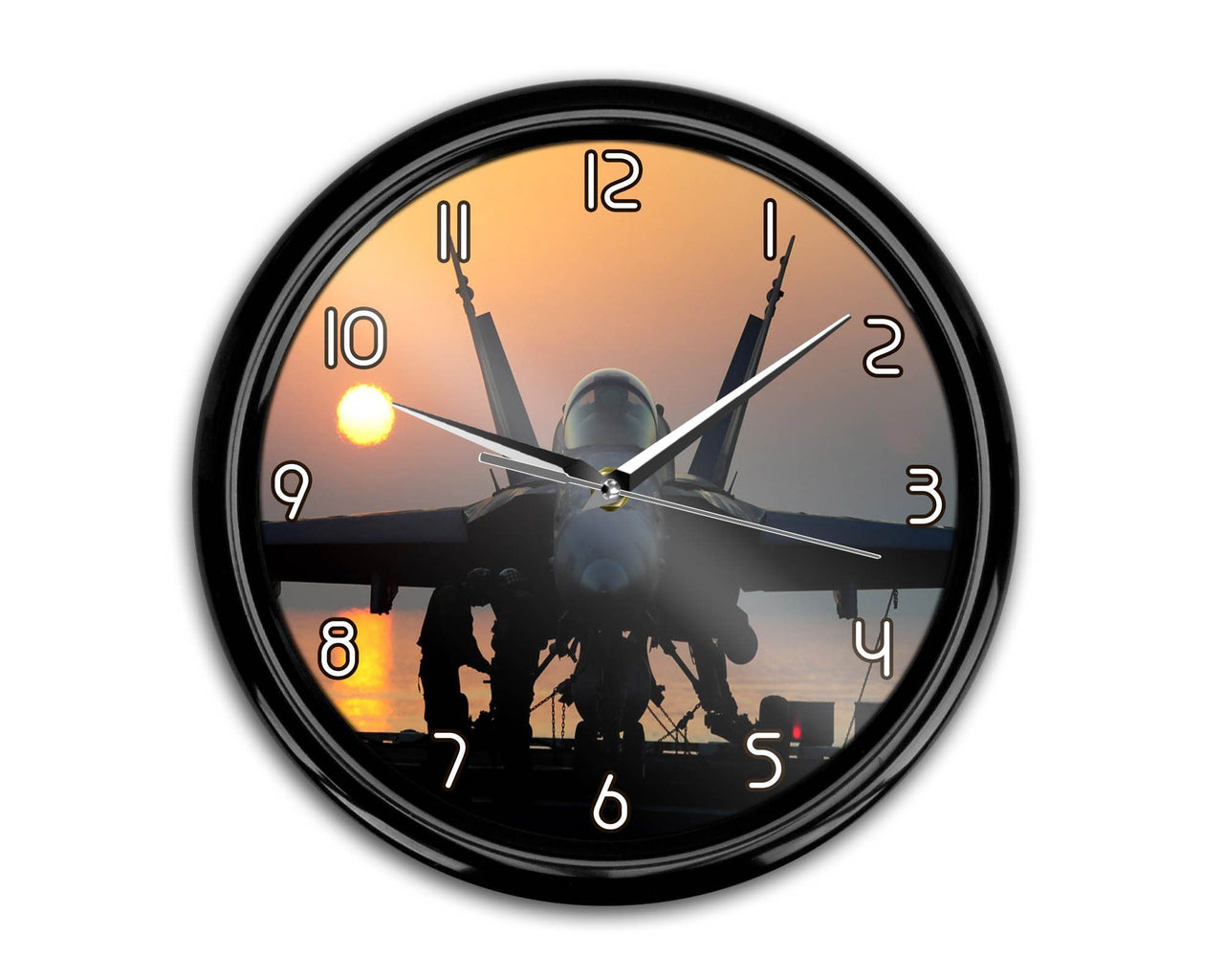 Military Jet During Sunset Printed Wall Clocks Aviation Shop 