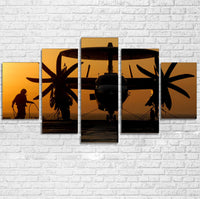Thumbnail for Military Plane at Sunset Printed Multiple Canvas Poster Aviation Shop 