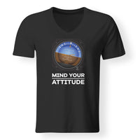 Thumbnail for Mind Your Attitude Designed V-Neck T-Shirts
