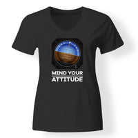 Thumbnail for Mind Your Attitude Designed V-Neck T-Shirts