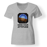 Thumbnail for Mind Your Attitude Designed V-Neck T-Shirts