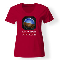 Thumbnail for Mind Your Attitude Designed V-Neck T-Shirts