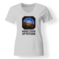 Thumbnail for Mind Your Attitude Designed V-Neck T-Shirts
