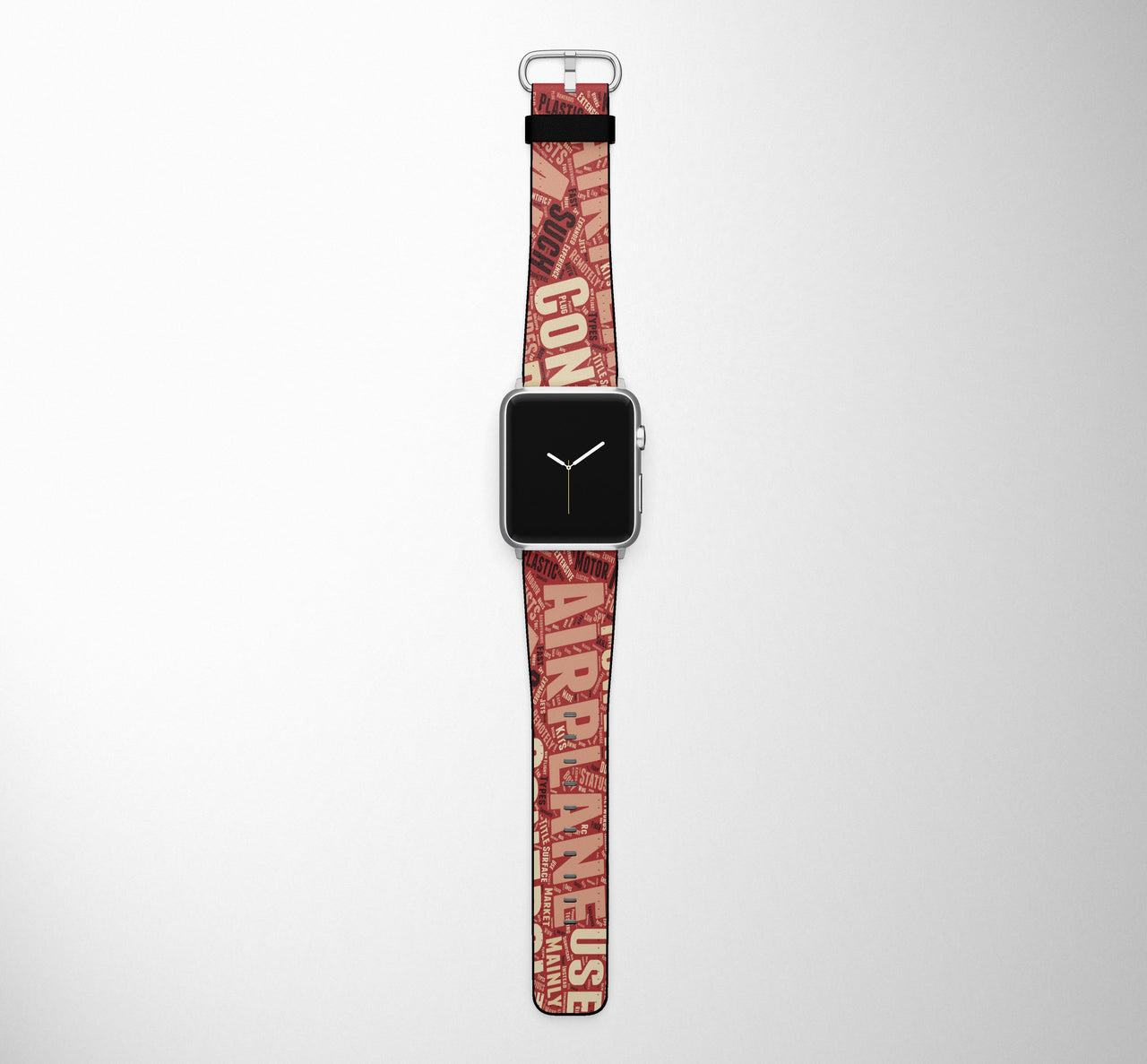 Mixed Aviation Texts Designed Leather Apple Watch Straps