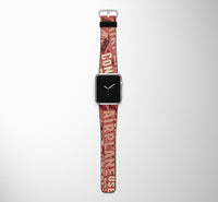 Thumbnail for Mixed Aviation Texts Designed Leather Apple Watch Straps