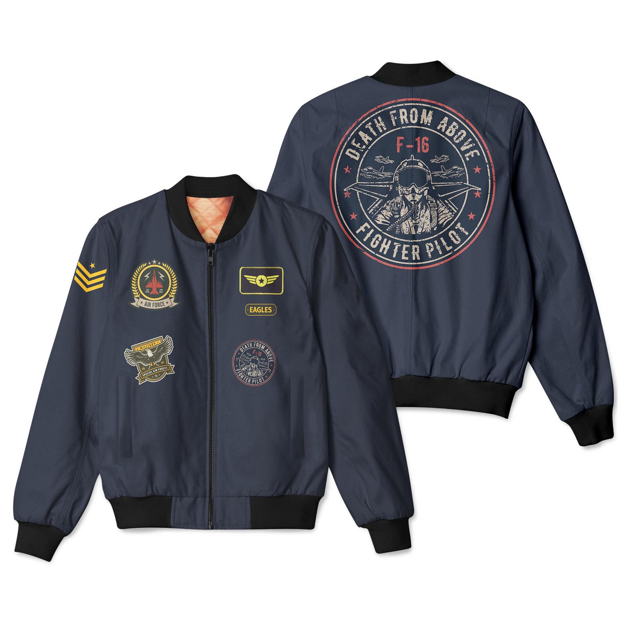 Mixed Patches Project Designed 3D Pilot Bomber Jackets
