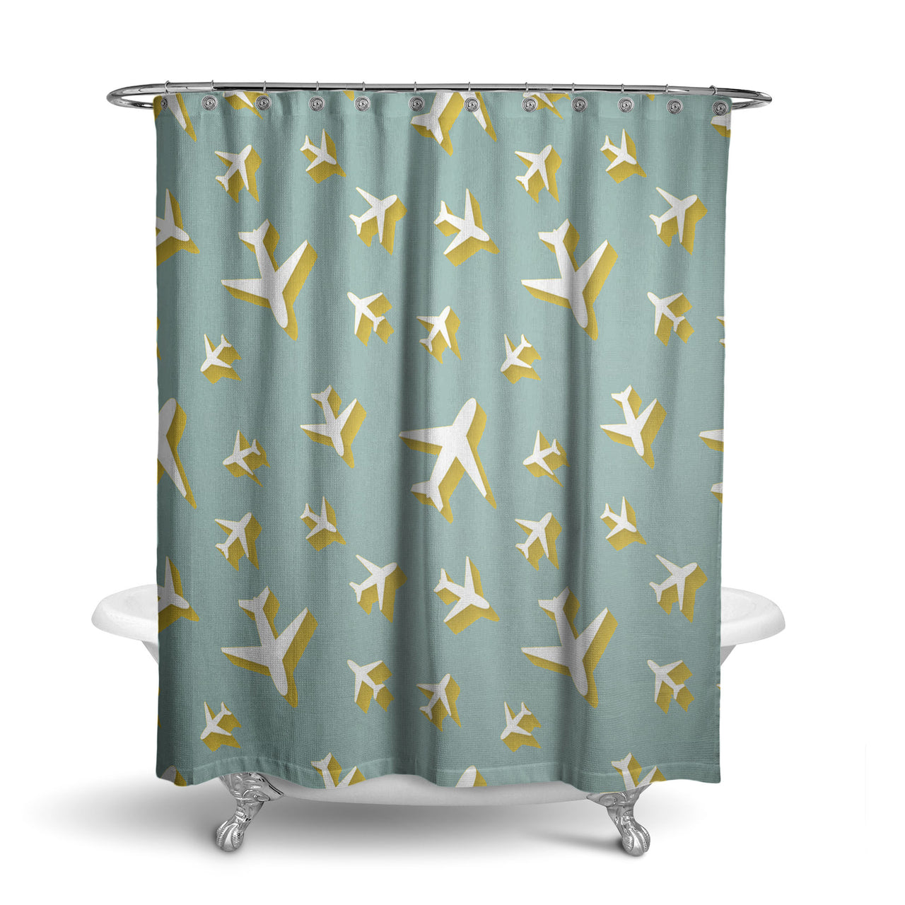 Mixed Size Airplanes Designed Shower Curtains