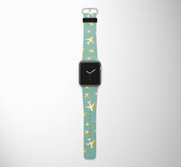 Thumbnail for Mixed Sized Airplanes Designed Leather Apple Watch Straps