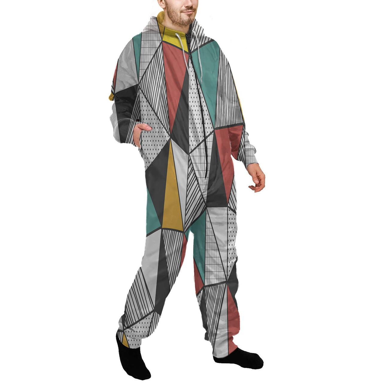 Mixed Triangles Designed Jumpsuit for Men & Women