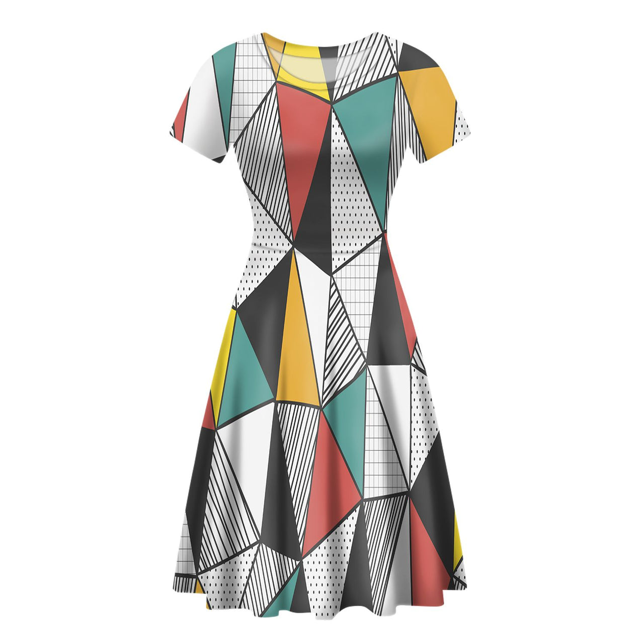 Mixed Triangles Designed Women Midi Dress