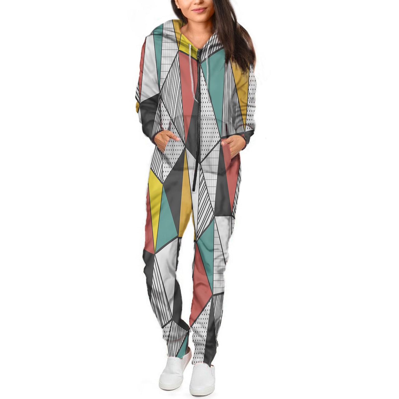 Mixed Triangles Designed Jumpsuit for Men & Women
