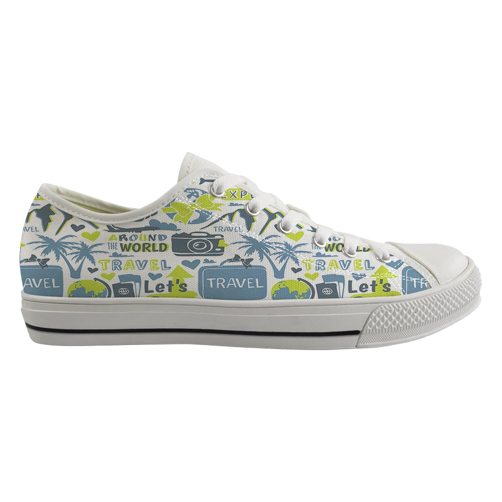 Motivational Travel Badges Designed Canvas Shoes (Women)