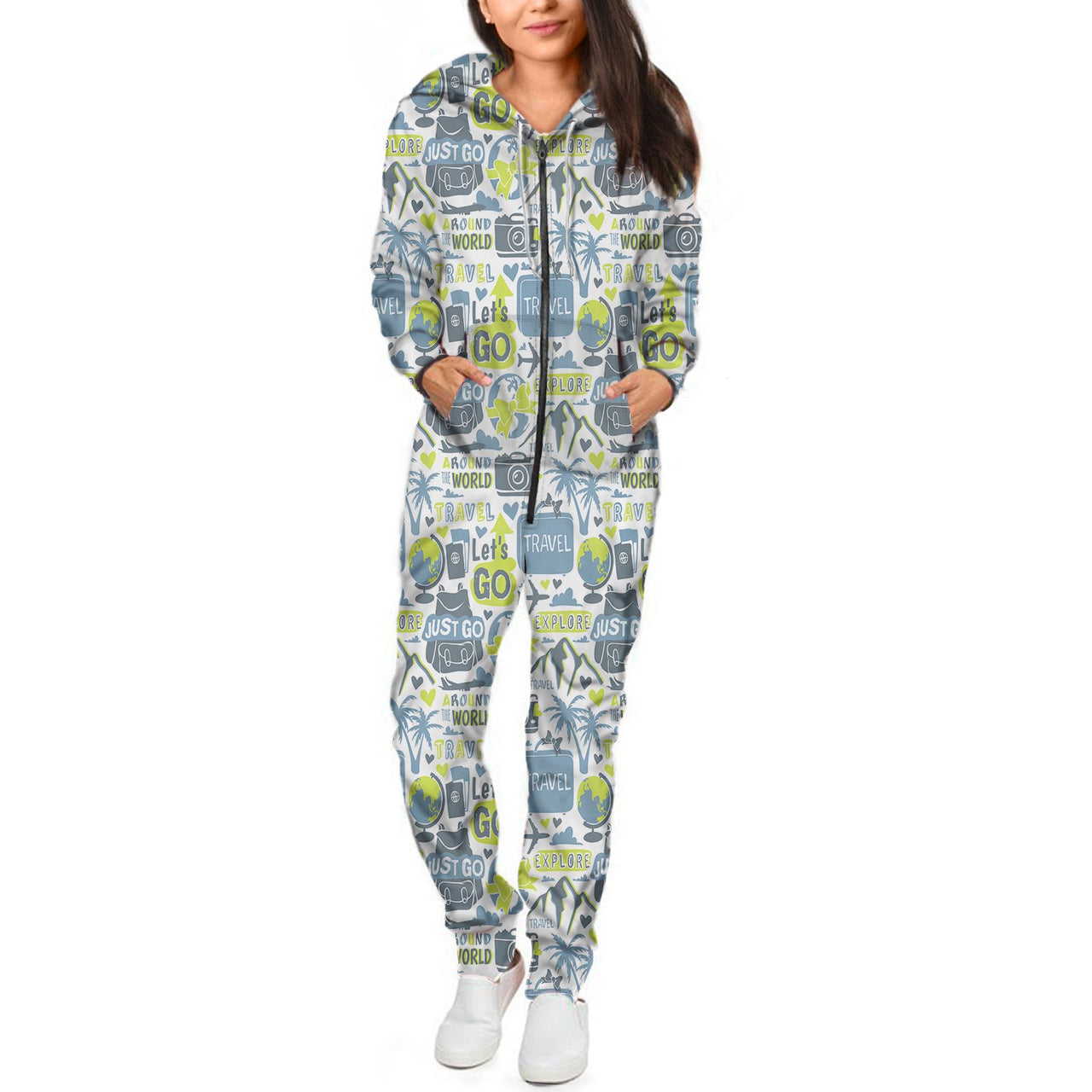 Motivational Travel Badges Designed Jumpsuit for Men & Women