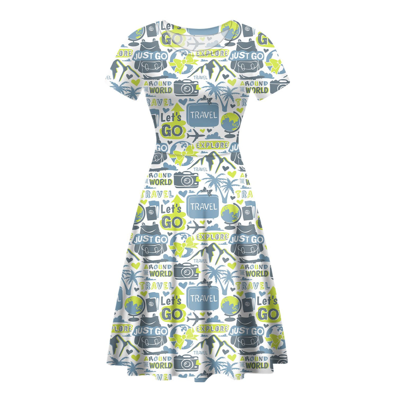 Motivational Travel Badges Designed Women Midi Dress